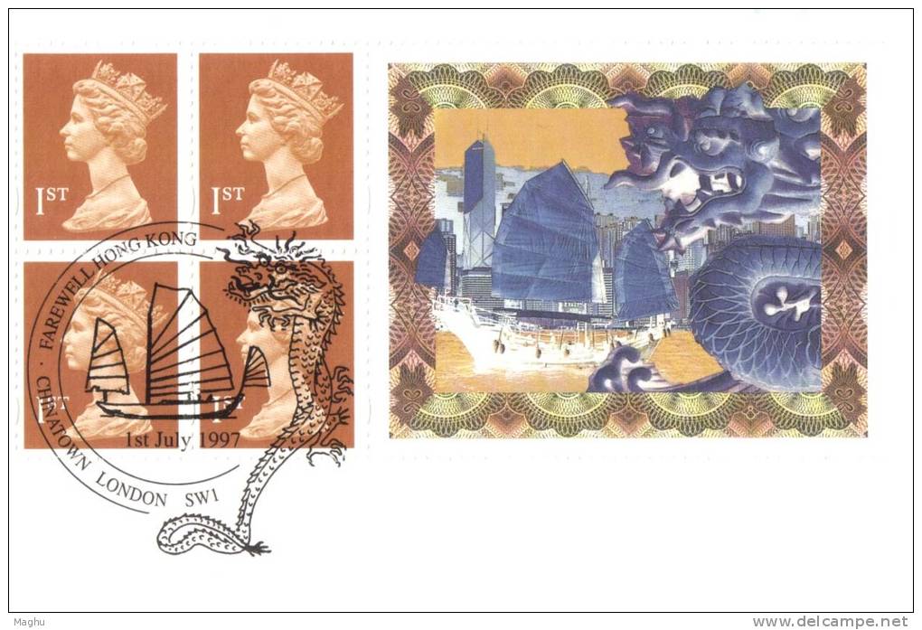 Honk Kong History, 1997, 2 Dif., Special Postmark Cover ( 30th June 1997 & 1st  July 1997) ,  Dragon, - Covers & Documents