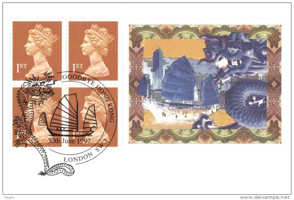 Honk Kong History, 1997, 2 Dif., Special Postmark Cover ( 30th June 1997 & 1st  July 1997) ,  Dragon, - Covers & Documents