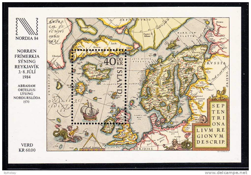 Iceland MNH Scott #590 Souvenir Sheet Map Of Northern Europe - Nordia ´84 - Ungebraucht