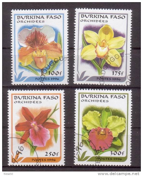 Burkina Faso 1996 Mi Nr 1423-1426 Orchidee , Bloemen, Flowers - Burkina Faso (1984-...)