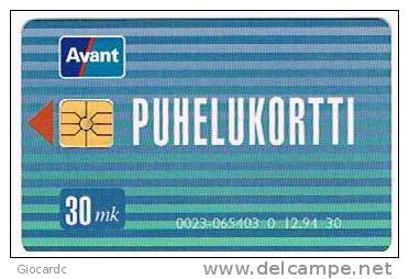 FINLANDIA (FINLAND) - AVANT (CHIP) -  PUHELUKORTTI 30 MK.   EXP. 12.94 - USED  -  RIF. 3935 - Finlande