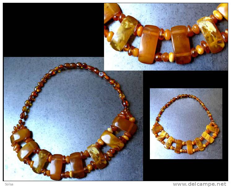 Ancien Tour De Cou Collier En Ambre / Vintage Russian Amber Necklace - Necklaces/Chains