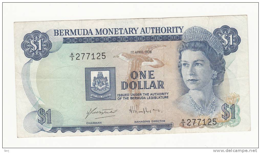 Bermuda 1 Dollar 1978 VF CRISP Banknote P 28b 28 B - Bermudas