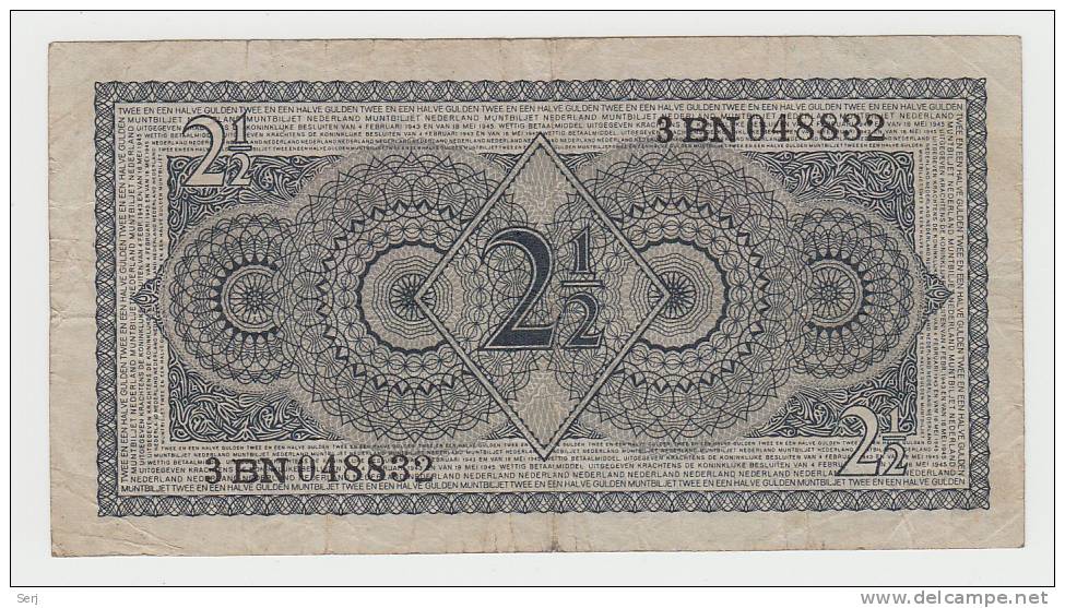 Netherlands 2 1/2 Gulden 1945 VF P 73 - 2 1/2 Gulden