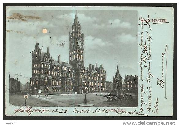 Manchester By Night To Langnau BE Stamp ! 1900 - Manchester