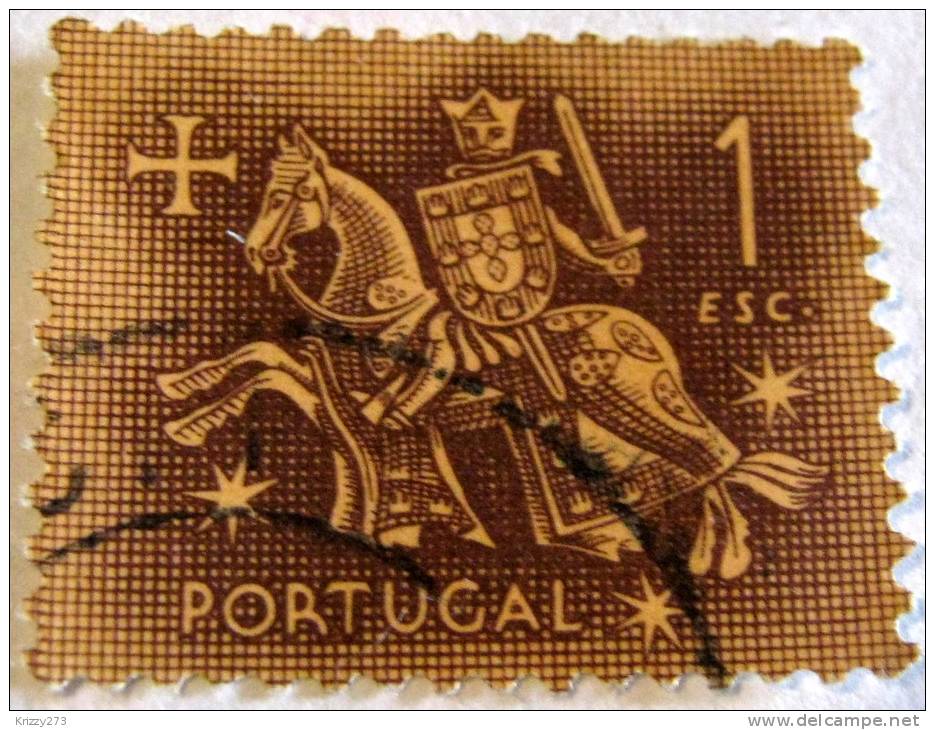 Portugal 1953 Medieval Knight 1 Esc - Used - Gebraucht