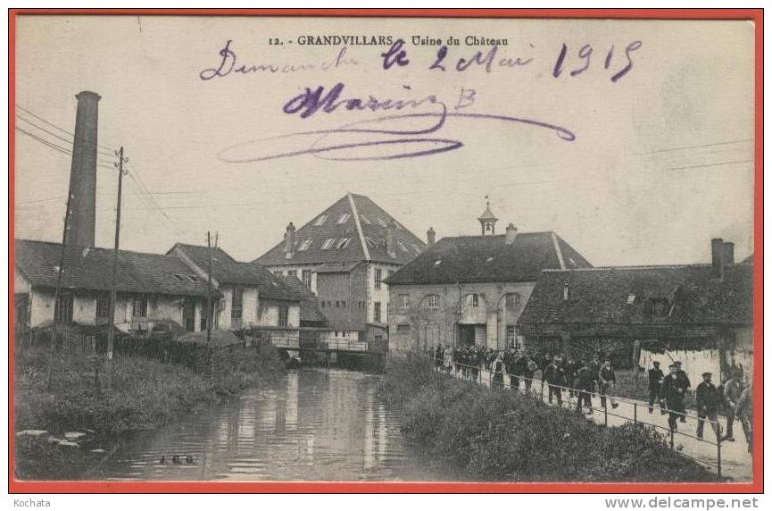 J104, Grandvillars , Usine Du Château , 12 , Animée , Circulée 1915 Sous Enveloppe - Franche-Comté