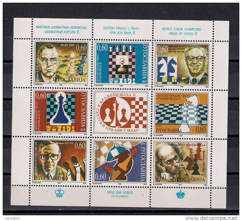 Yugoslavia 1995. World Chess Champions MNH Sheet Mi.2723/30 - Ungebraucht