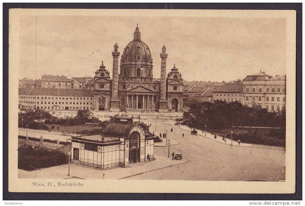 Austria PPC Wien , IV., Karlskirche WIEN 1922 Locally Sent (2 Scans) - Kirchen