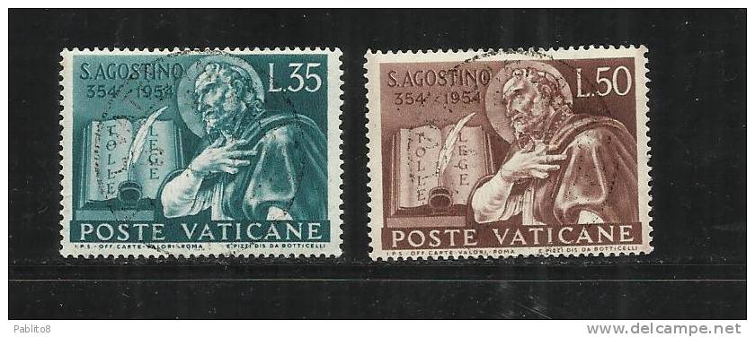 CITTÀ DEL VATICANO VATICAN VATIKAN CITY 1954 S. ST.  SANT' AGOSTINO SERIE COMPLETA COMPLETE SET USATA USED OBLITERE' - Used Stamps