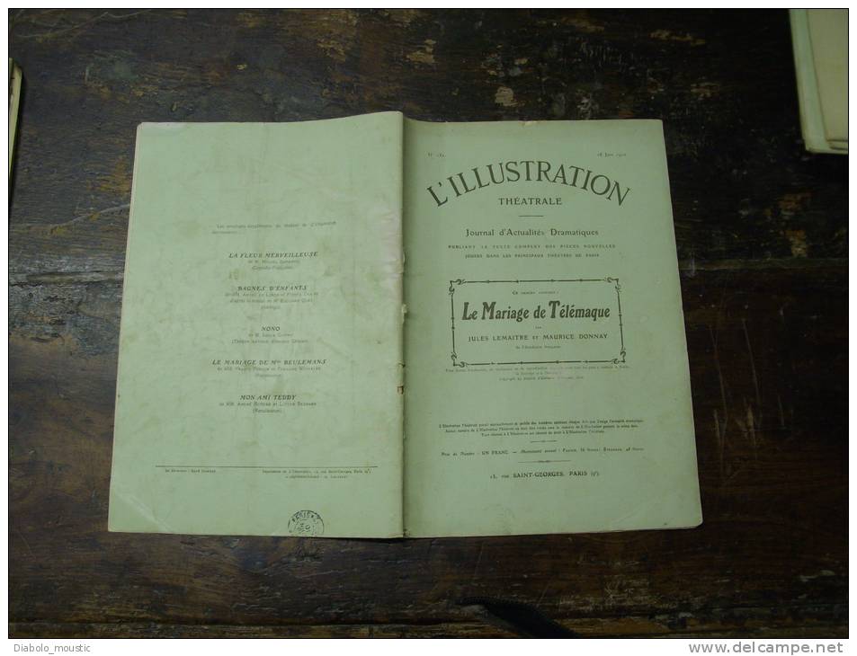 N° 152  Du  18 Juin  1910            LE MARIAGE DE TELEMAQUE          Par  Jules Lemaitre Et  Maurice  Donnay - Auteurs Français