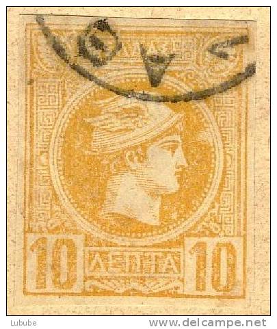 Kleiner Hermeskopf, 10 L.gelb   ABART        1888 - Oblitérés