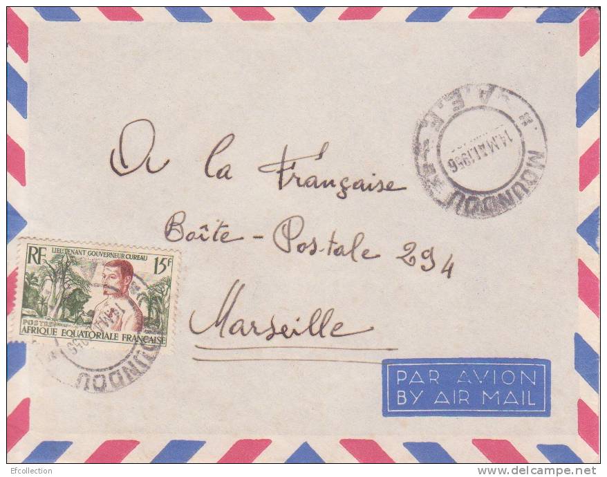 Moundou Tchad Afrique Colonie Française Lettre Par Avion Pour Marseille Marcophilie - Storia Postale