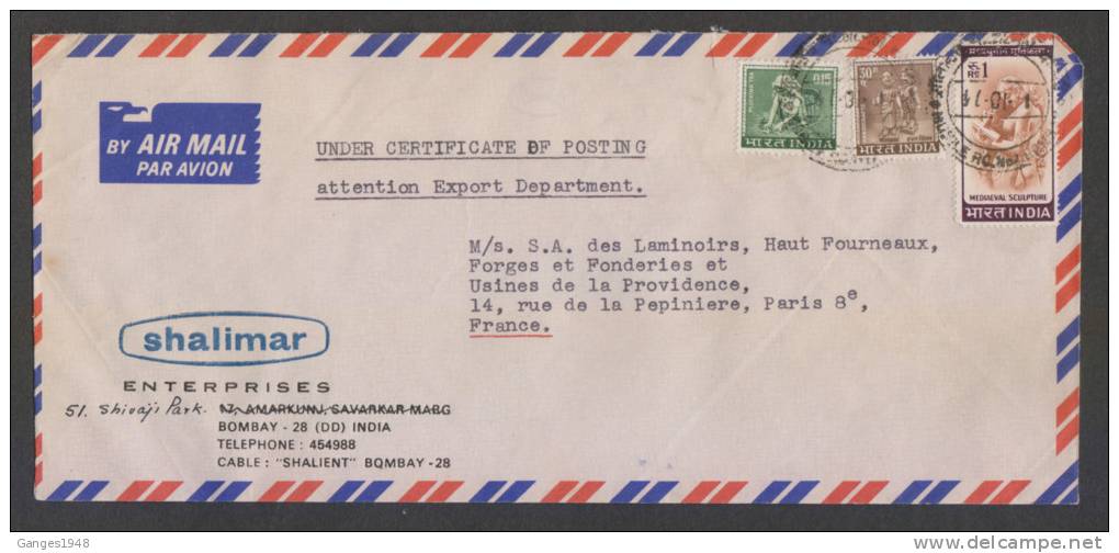 India 1974  COVER TO FRANCE  # 28902 Inde Indien - Lettres & Documents