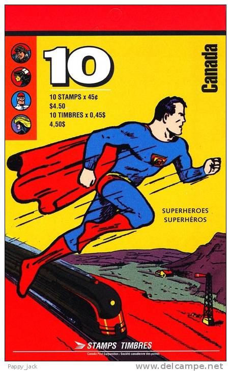 Canada 1583b In Cover BK 185 Open, Comic Book Super Heroes, # 1579 - 1583 MNH - Carnets Complets