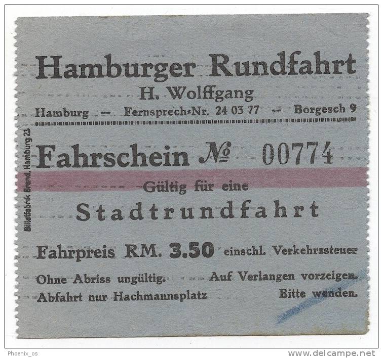 TRAM / STRASSENBAHN - Old Ticket, HAMBURG, Germany - Europa