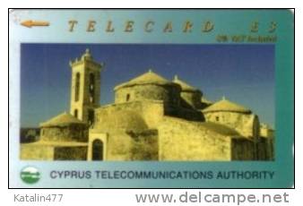 Cyprus,  Agia Paraskevi Church, Used Phonecard,number On Silver Panel - Cipro