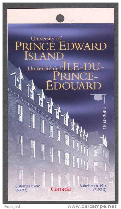 Canada 2004 University Of Prince Edward Island BK 291 Full SEALED Booklet MNH - Carnets Complets