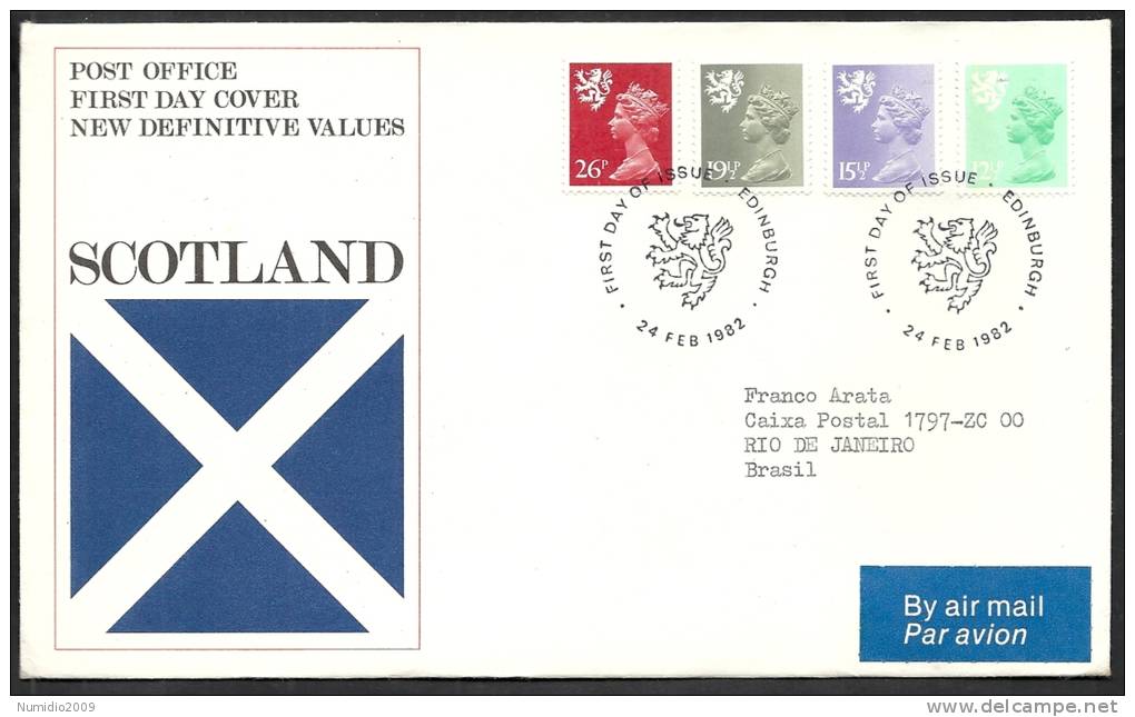 1982 GB FDC SCOTLAND NEW DEFINITIVE VALUES 24 FEB - 006 - 1981-1990 Decimal Issues