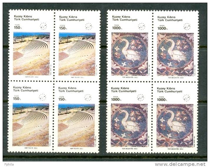 1990 NORTH CYPRUS EUROPEAN TOURISM YEAR BLOCK OF 4 MNH ** - Nuovi