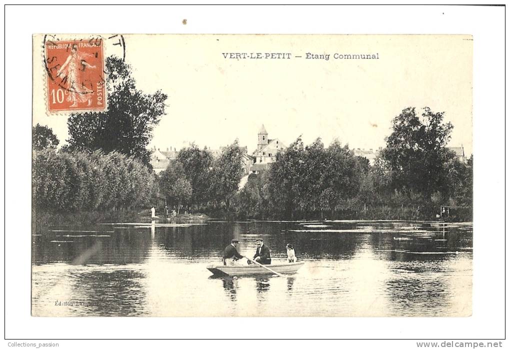 Cp, 91, Vert-le-Petite,  Etang COmmunal, Voyagée 1915 - Vert-le-Petit