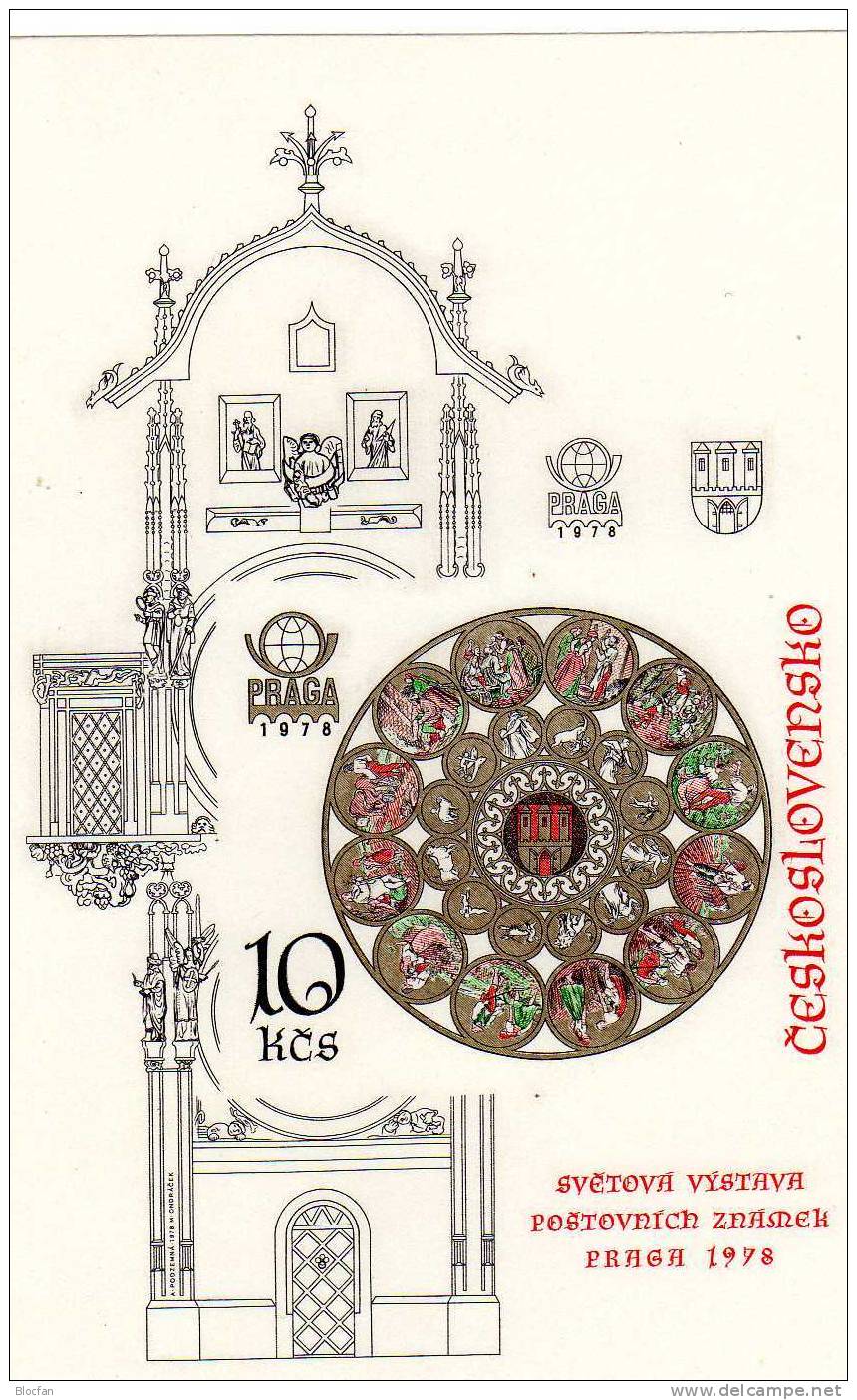Ungezähnter Uhren-Block CSSR Bl. 35 B ** 50€ Plus E-Karte PRAGA 1978 Mit Tierkreiszeichen Sheet From Tschechoslowakei - Briefe U. Dokumente