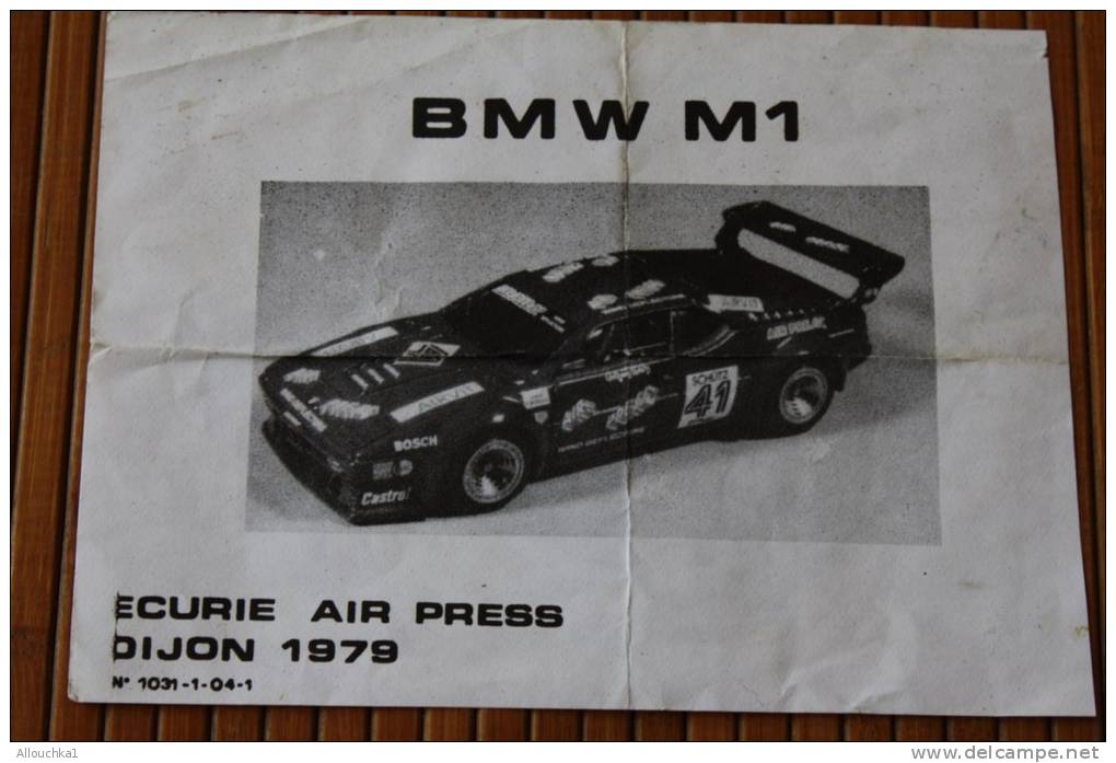 SPORT AUTOMOBILE PAPIER  PUBLICITE SUR LA VOITURE BMW M1 ECURIE AIR PRESS DIJON 1979 - Autosport - F1