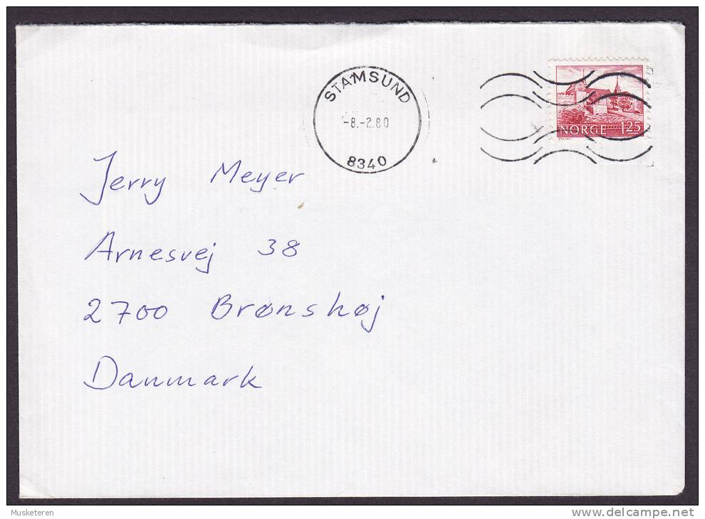 Norway Deluxe STAMSUND 1980 Cover To BRØNSHØJ Denmark Festung Akershus - Covers & Documents