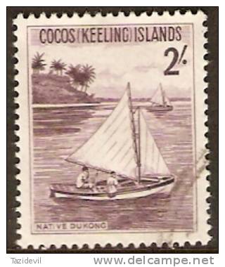 COCOS (KEELING) ISLANDS - USED 1963 2/- Sailboat - Cocoseilanden