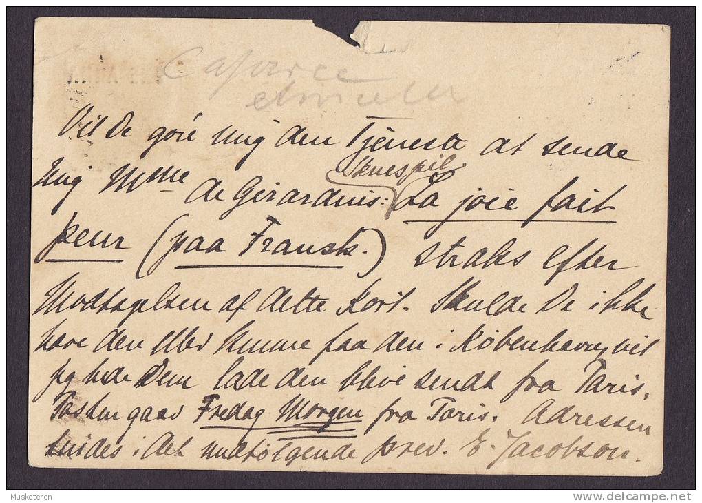 British India UPU Postal Stationery Ganzsache ONE ANNA Victoria Overprinted CALCUTTA 1899 To Denmark SEA POST OFFICE - 1882-1901 Empire