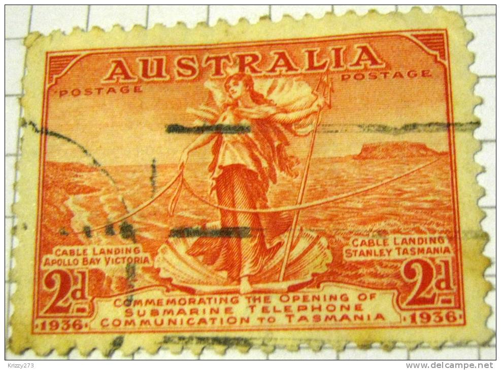 Australia 1936 Commemorating Telephone Communications To Tasmania 2d - Used - Oblitérés