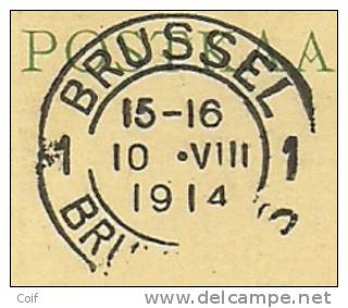 Entier Met Stempel ANTWERPEN  Op10/08/1914 Naar BRUXELLES (Schaerbeek)  Op 10/08/1914 (Offensief W.O.I) - Zona Non Occupata