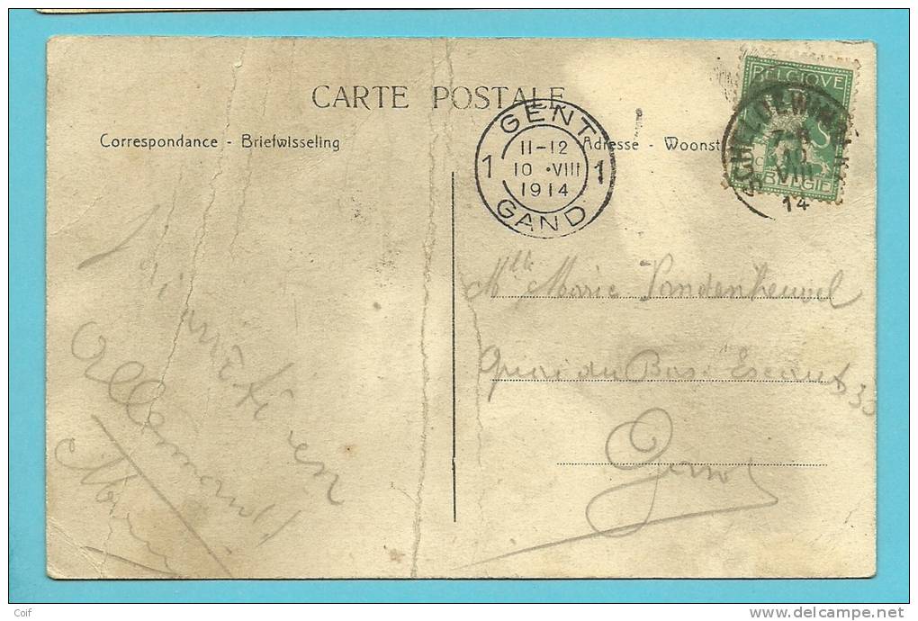 110 Op Kaart Met Stempel SCHELDEWINDEKE Op10/08/1914 Naar GENT  Op 10/08/1914 (Offensief W.O.I) - Zona Non Occupata