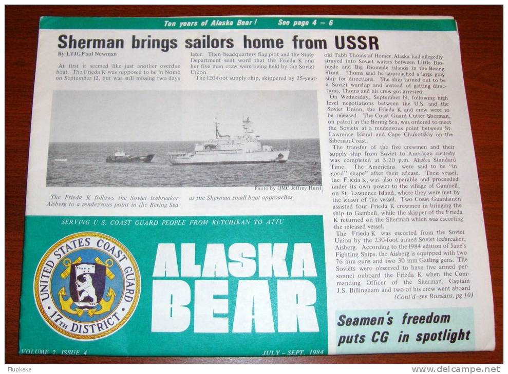 U.S. Coast Guard Alaska Bear Volume 2 Issue 4 July-september 1984 Sherman Brings Sailors Home From USSR - Verkehr