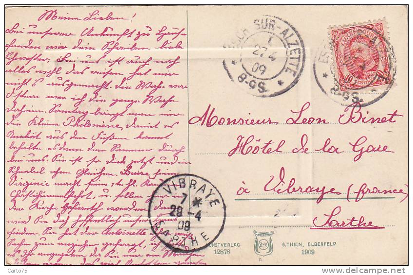 Luxembourg - Alzettetal - Vallée De L'Alzette - Carte Gaufrée - Oblitération 1909 Esch Vibraye Sarthe - Esch-sur-Alzette