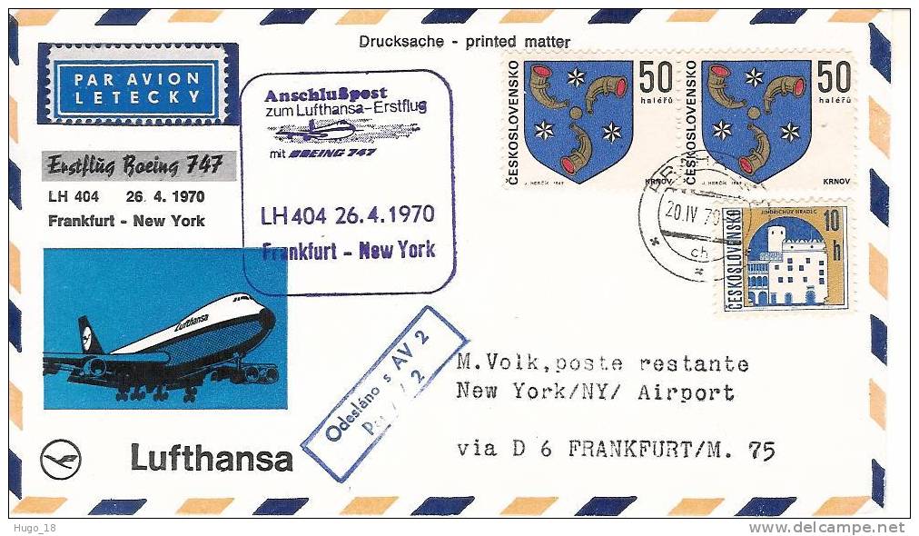 FFC  Frankfurt-New York   Lufthansa   1970 - FDC