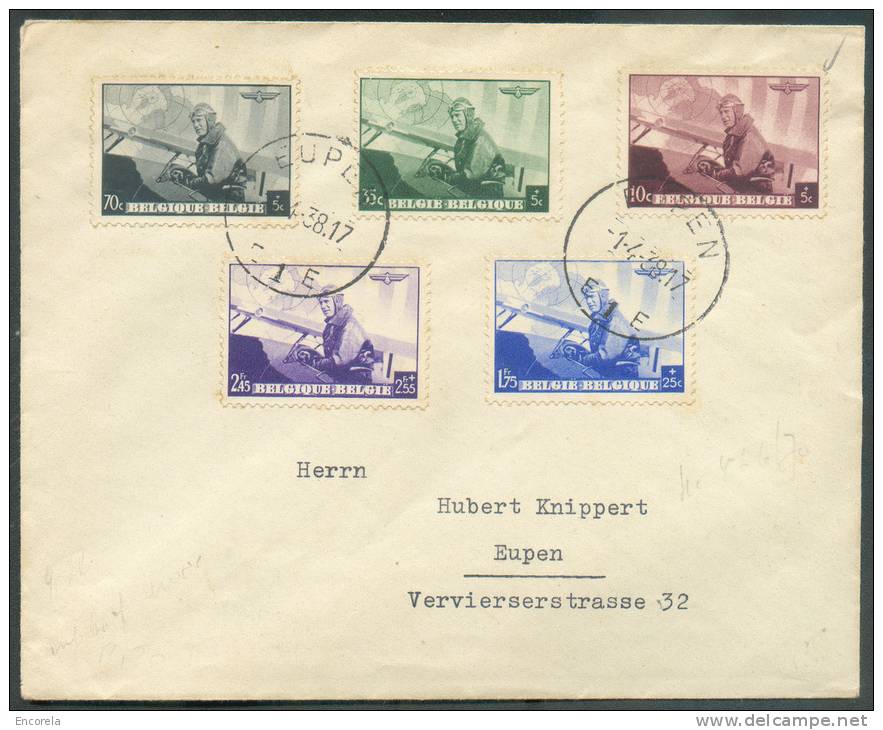 Série Léopold III Aviateur Obl. Sc EUPEN 1 S/L. Du 1-4-1938 (canton De L´Est)-  7316 - Lettres & Documents