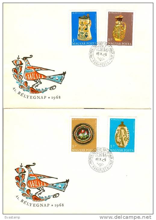 HUNGARY - 1968.FDC Set I.- 41st Stampday And Hungarian Earthernware(Folk Art) Mi 2443-2446 - FDC