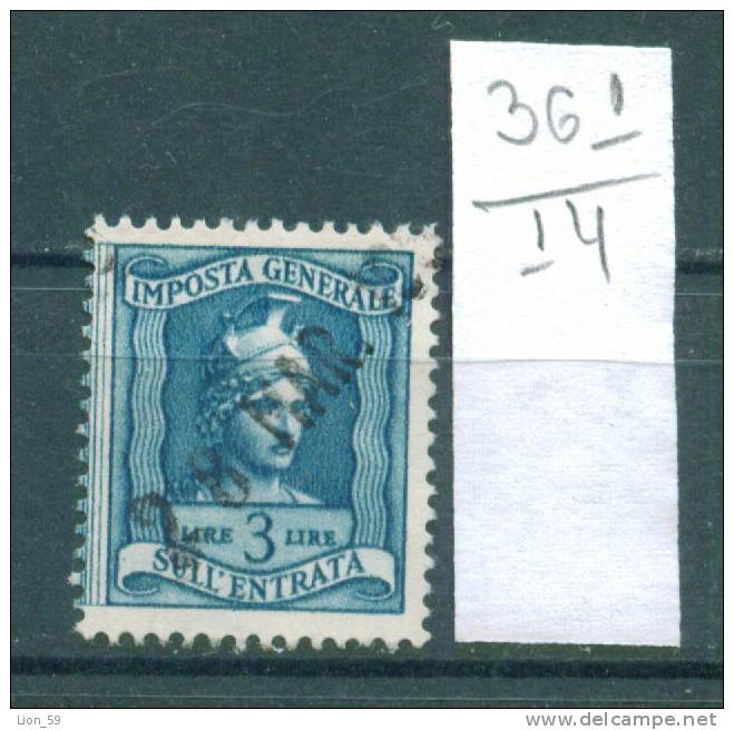 14K361 // 3 LIRE - CONCESSIONI GOVERNATIVE - SULL´ENTRATA  - Revenue Fiscaux Fiscali Italia Italy Italie Italien Italie - Revenue Stamps