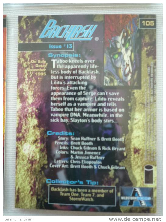 TRADING CARD BACHLASH N° 105 ISSUE # 13  ON SALE DATE : NOVEMBER 1995 - Other & Unclassified