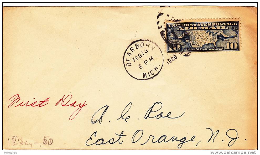 1926 Scott C7 FDC  Dearborn MI Cancel - 1851-1940