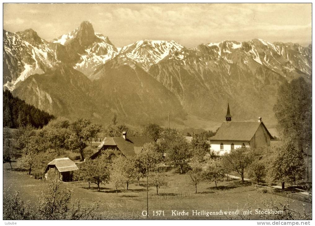 Heiligenschwendi - Kirche Mit Stockhorn        Ca. 1950 - Heiligenschwendi