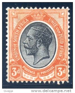 South Africa 1913. 3d Black And Orange. SACC 7*, SG 8*. - Neufs