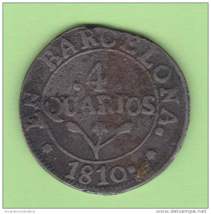 JOSE NAPOLEON 4 Quartos 1.810  Cobre  MBC/VF  KM#77  Barcelona    DL-10.025 - Münzen Der Provinzen