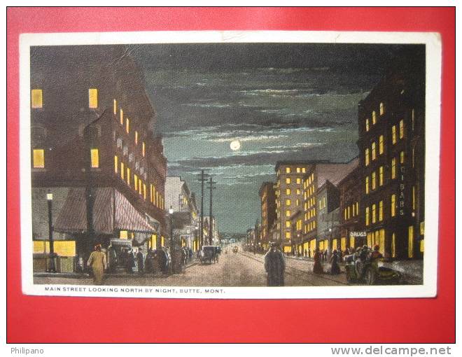 --Montana > Butte ---Main Street At Night  1919 Cancel  ===   ===ref 309 - Butte