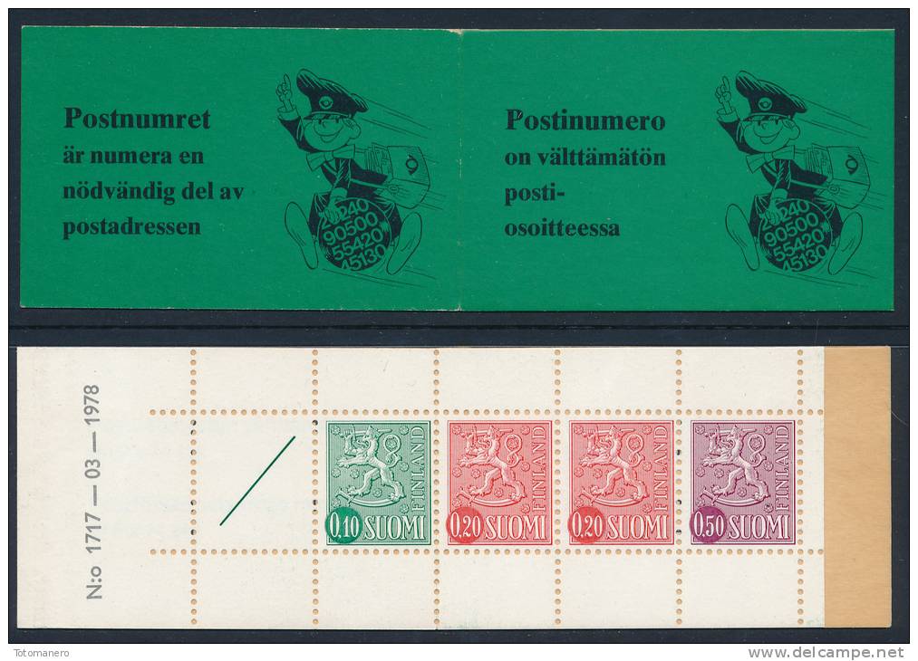 FINLAND/Finnland 1978 Coat Of Arms Lion, Slot Machine Booklet HA11 (1717)** - Carnets