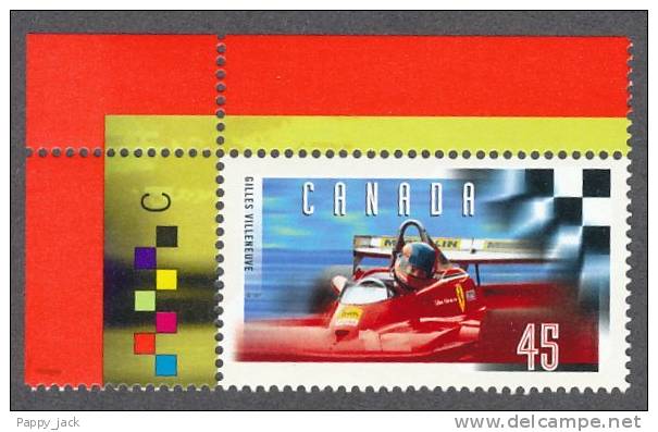 Canada 1997  # 1647 & 1648  Upper Left Corner 2 Singles With Margin Gilles Villeneuve Race Car Driver MNH - Unused Stamps