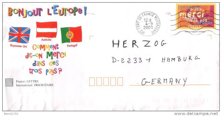 Frankreich / France - Umschlag Echt Gelaufen / Cover Used  (d010) - Pseudo-entiers Officiels