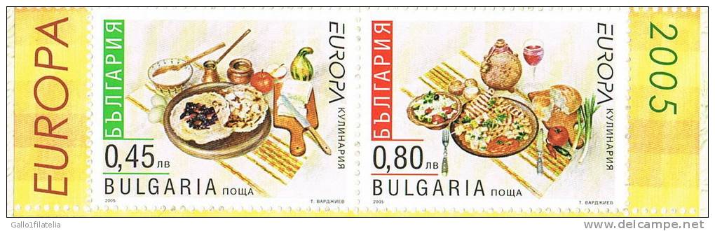 2005 - BULGARIA - EUROPA CEPT GASTRONOMIA - 2 FRANCOBOLLI DA LIBRETTO CON DENTELLATURA LINEARE. MNH - 2005