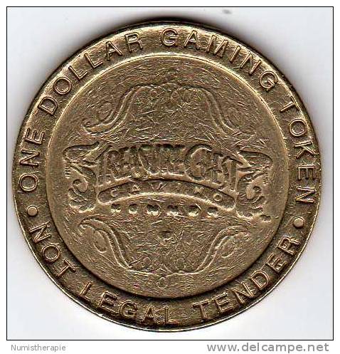 Treasure Chest Casino : 1 Dollar  Slot Machine Gaming Token : Kenner, Louisiana - Casino